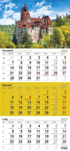 Kalendarz 2027 trójdzielny Zamek