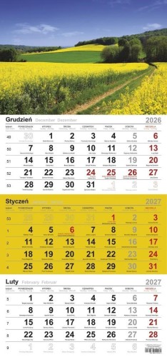 Kalendarz 2027 trójdzielny Pole