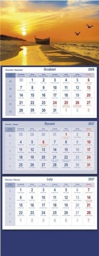 Kalendarz 2027 trójdzielny Bałtyk