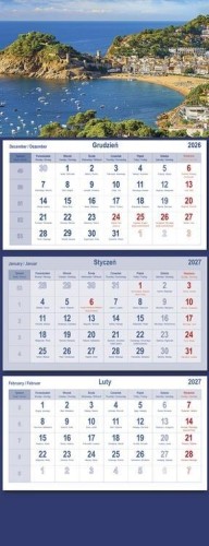 Kalendarz 2027 trójdzielny Bałkany