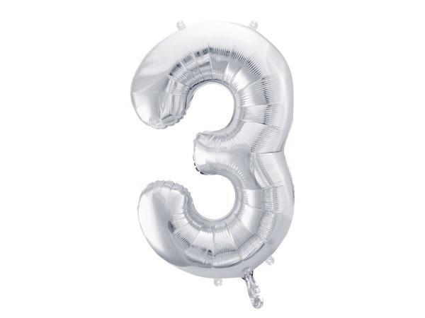 Balon foliowy 3 86cm srebrny