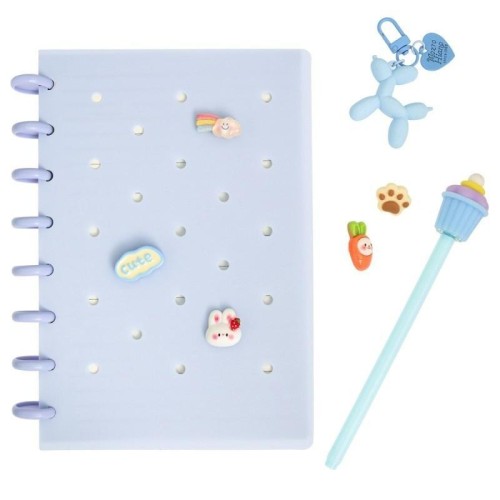 Zeszyt z wpinkami i akcesoriami Pastel blue