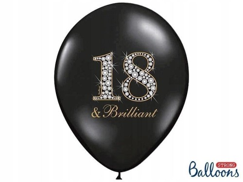 Balony 30cm 18 & Brilliant Black 50szt
