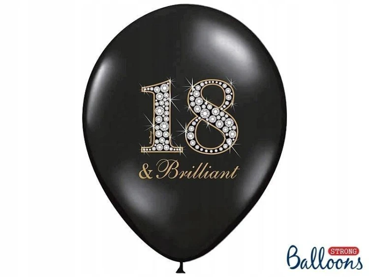 Balony 30cm 18 & Brilliant Black 50szt