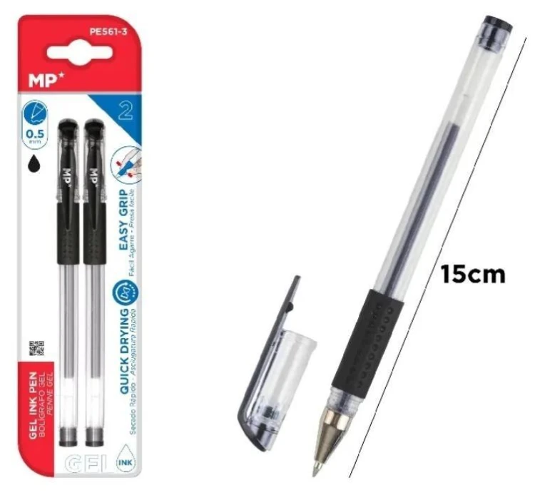 Długopis żelowy 0.5mm czarny 2szt, MP Main Paper