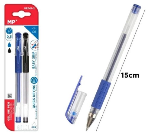 Długopis żelowy 0.5mm czarny, niebieski 2szt