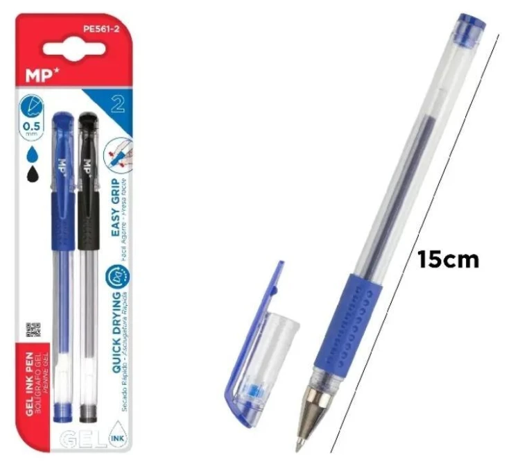 Długopis żelowy 0.5mm czarny, niebieski 2szt